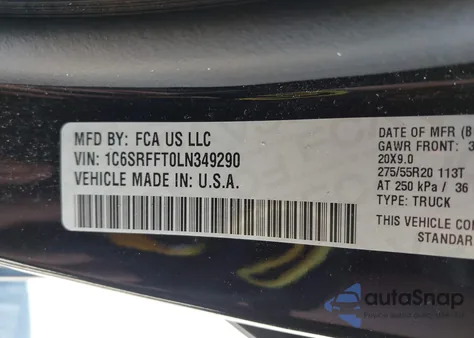 2020 Ram 1500 Big Horn 4X4 5'7 Box from USA, damaged, VIN 1C6SRFFT0LN349290